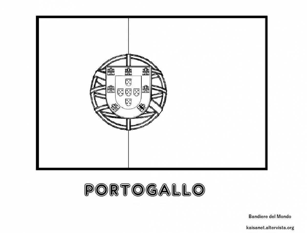 Привлекательная страница раскраски флага португалии