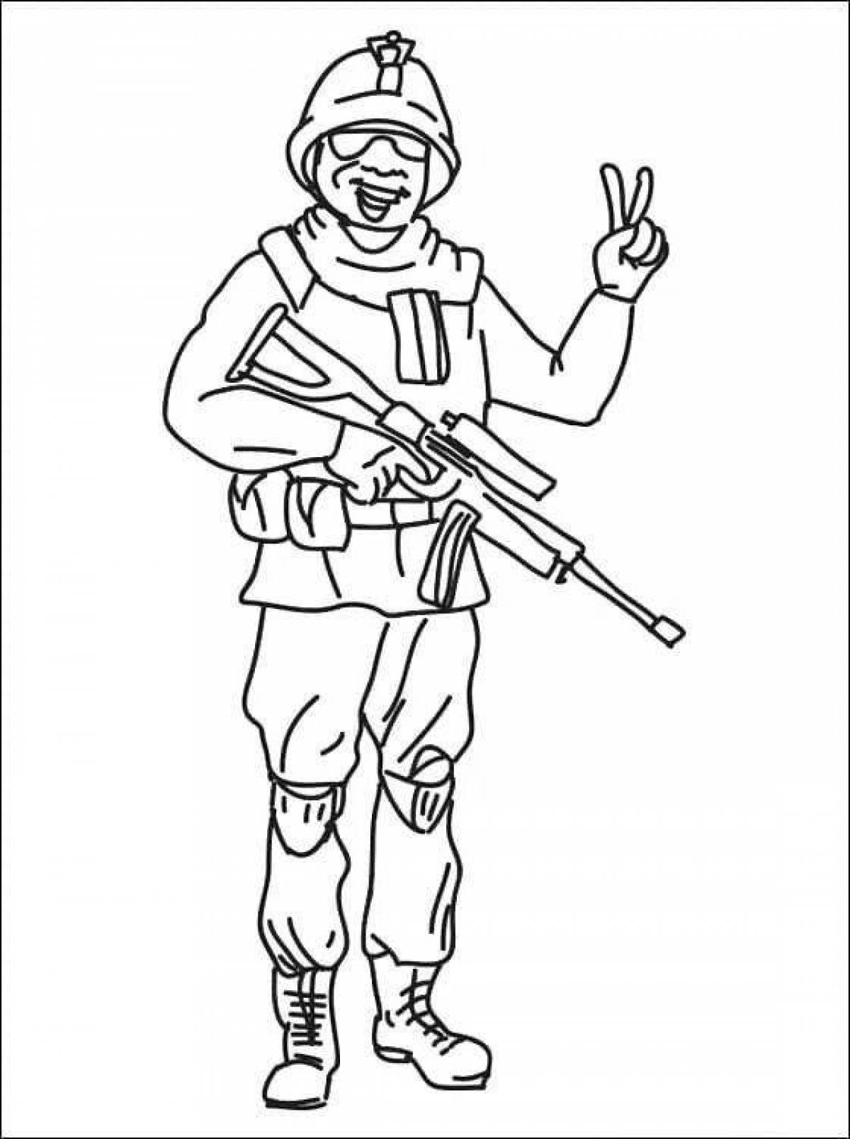 Страница раскраски с изображением поразительного солдата