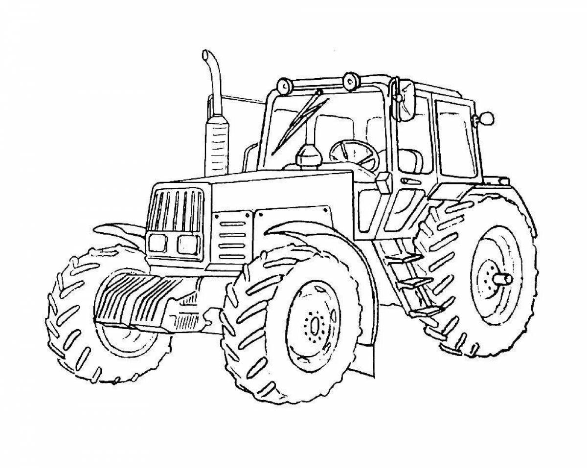Яркая раскраска трактор мтз