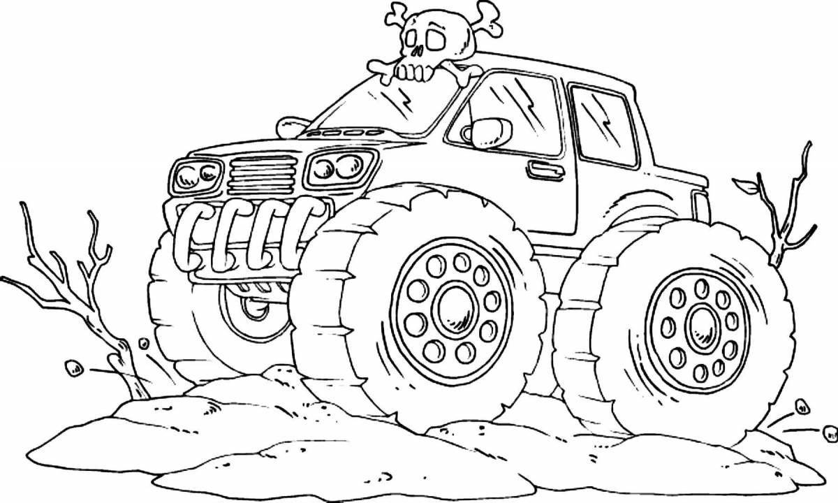 Grand coloring page monster truck cars