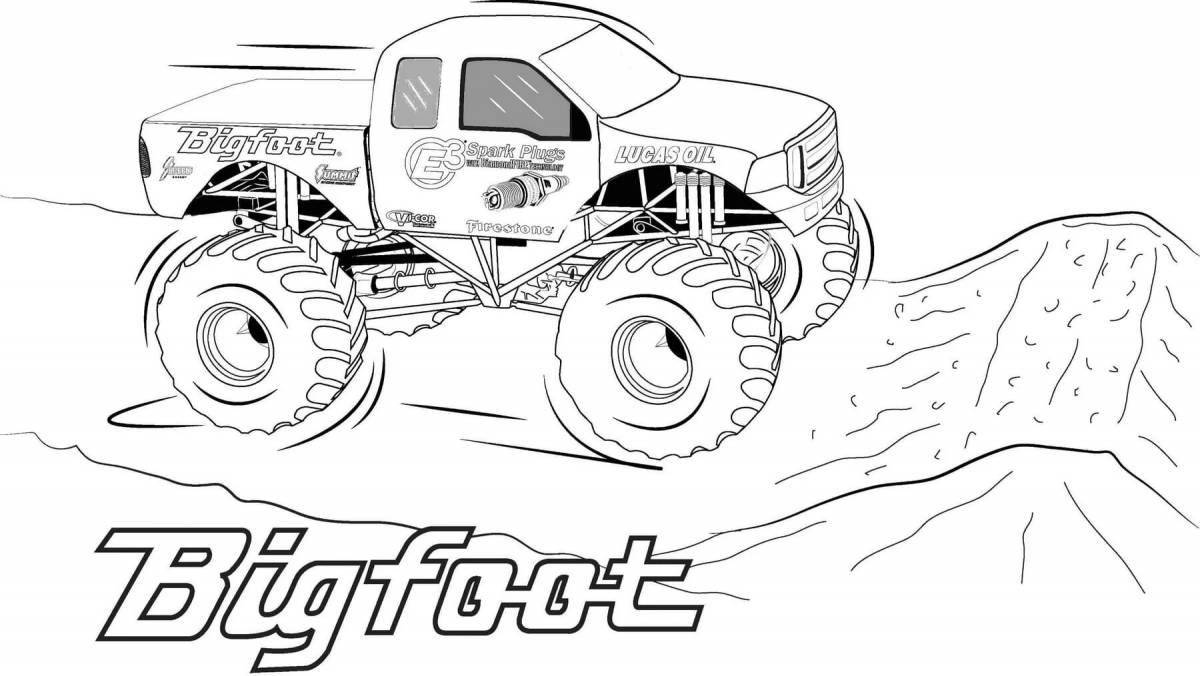 Radiant coloring page monster truck cars