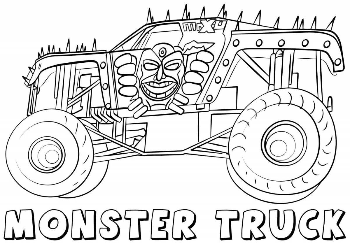 Привлекательная раскраска monster truck cars