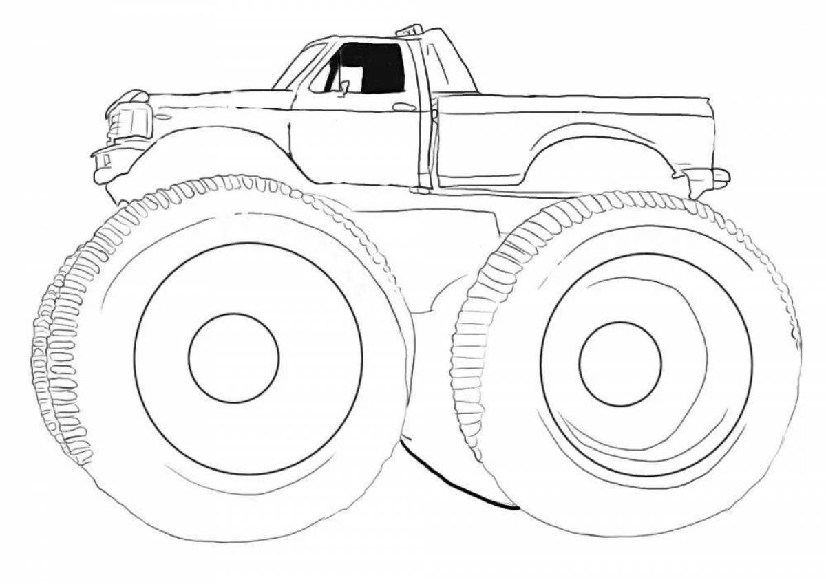 Сложная раскраска monster truck cars