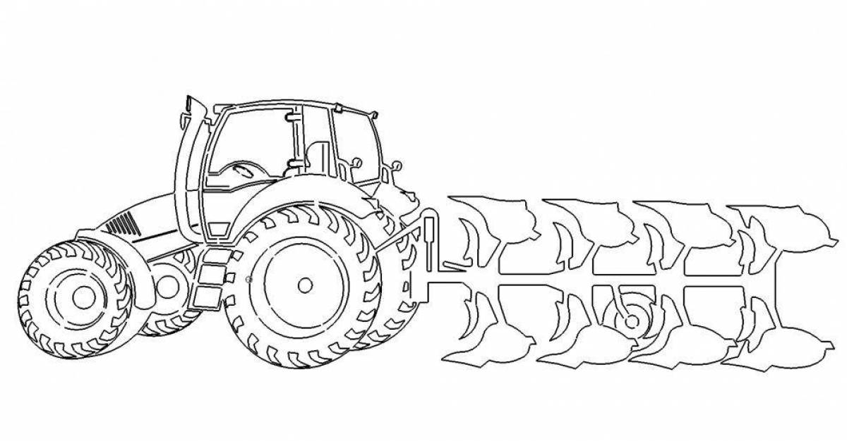Раскраска лучистый трактор с бочкой