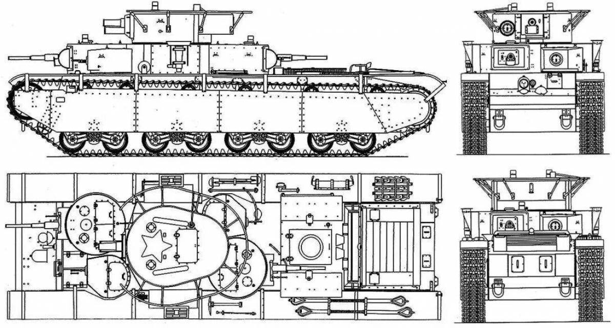 Раскраска сказочный танк т 35