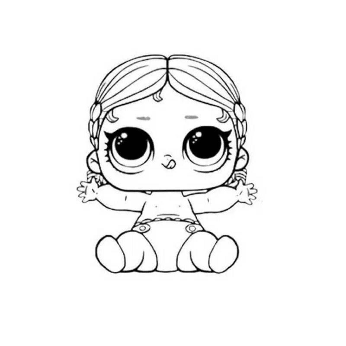 Радостная кукла lol little sisters coloring page