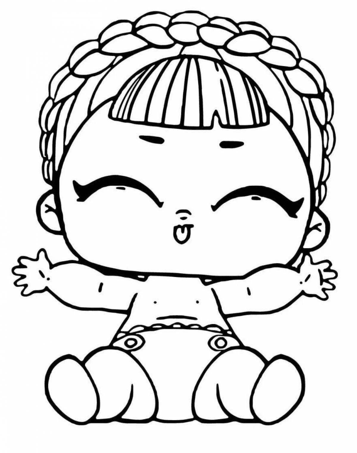 Забавная кукла lol little sisters coloring page