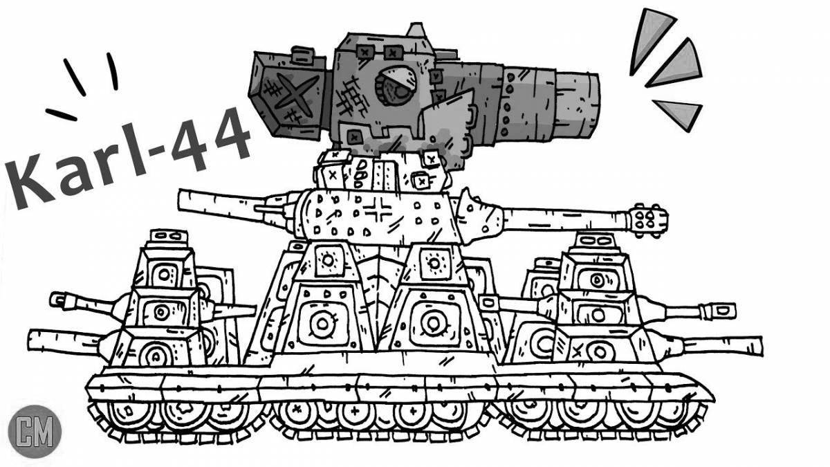 Смелая страница раскраски танка figeron