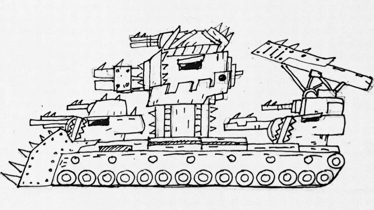 Интригующая страница раскраски танка figeron