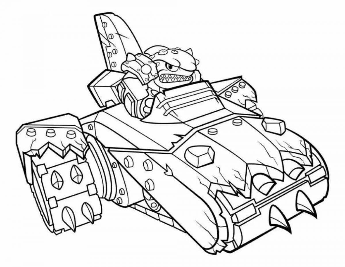 Смелая страница раскраски танка-монстра