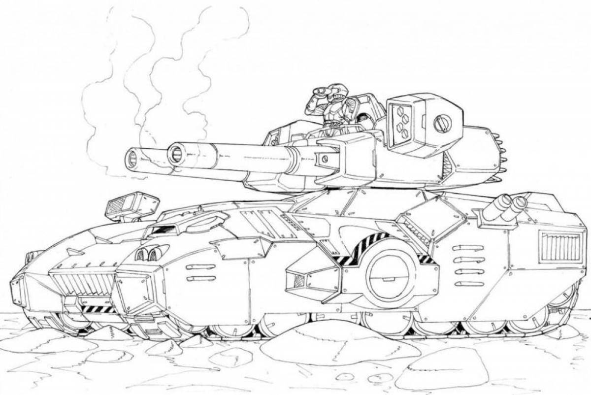 Color-lush monster tank coloring page