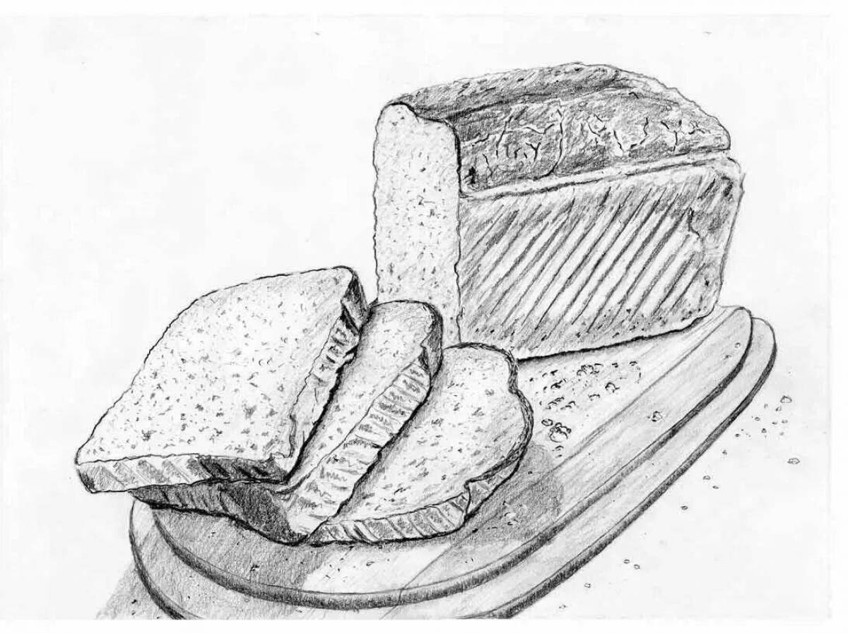 Сложный рисунок блокадного хлеба