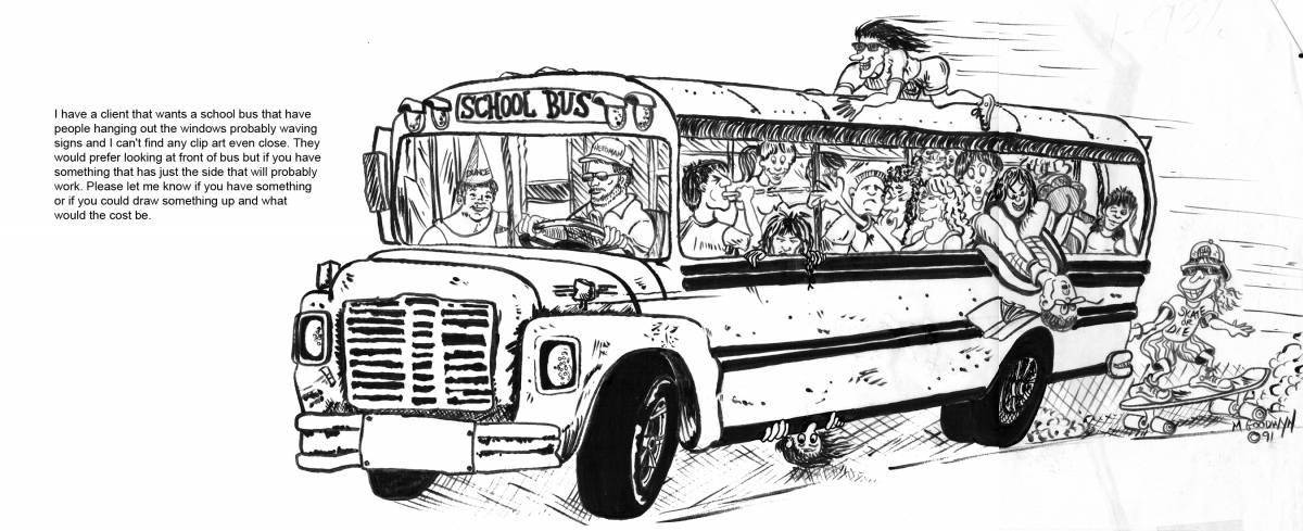 Раскраска милый школьный автобус гордона