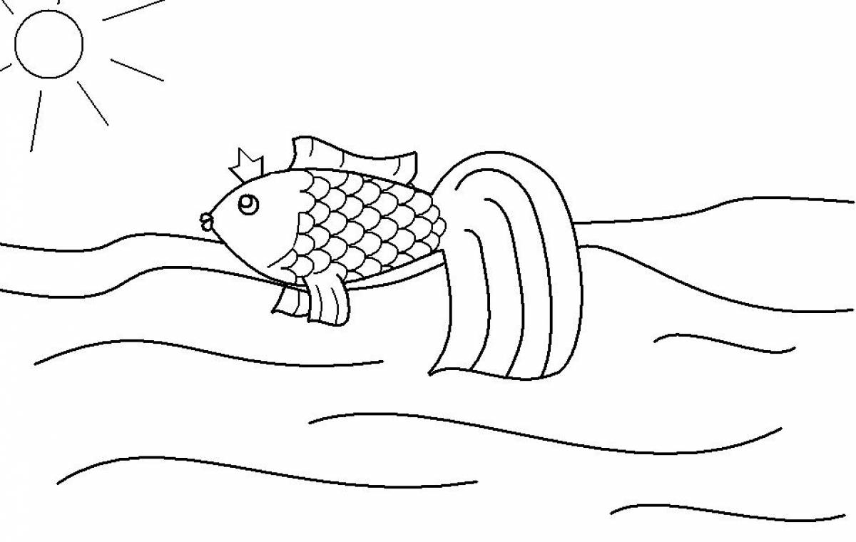 Раскраска Золотая рыбка #2