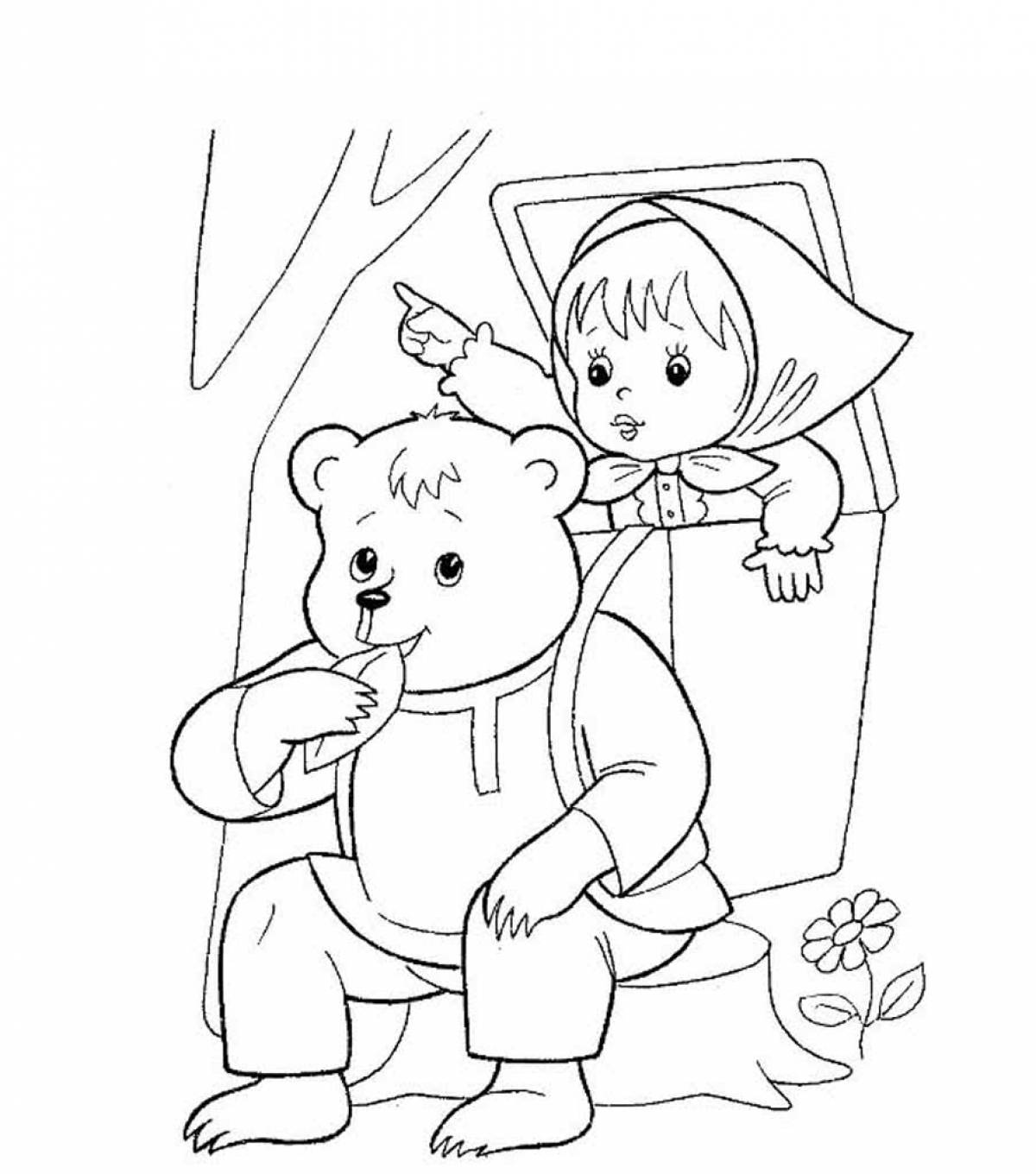 Раскраска Сказка Маша и Медведь #1