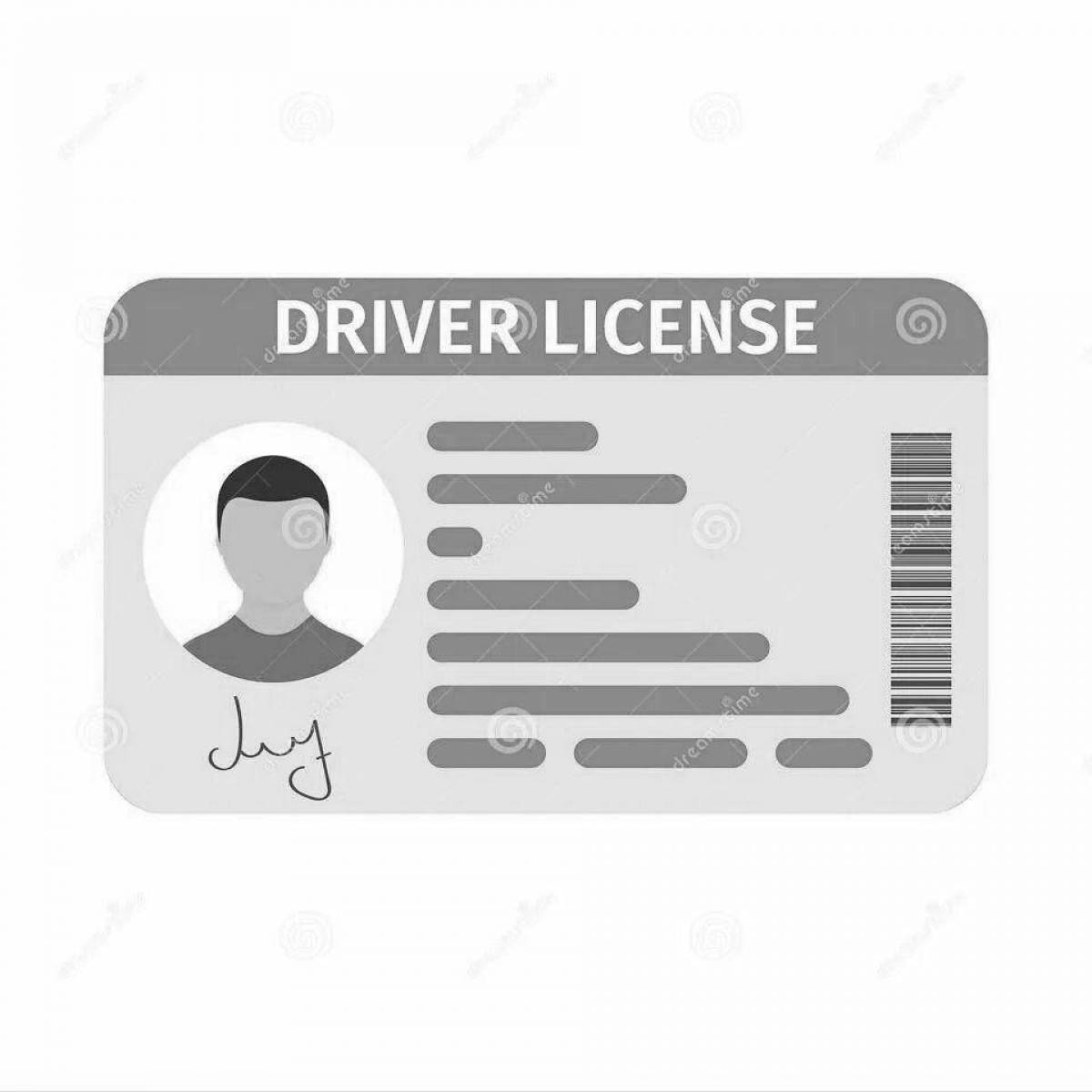 Яркая страница раскраски водительских прав