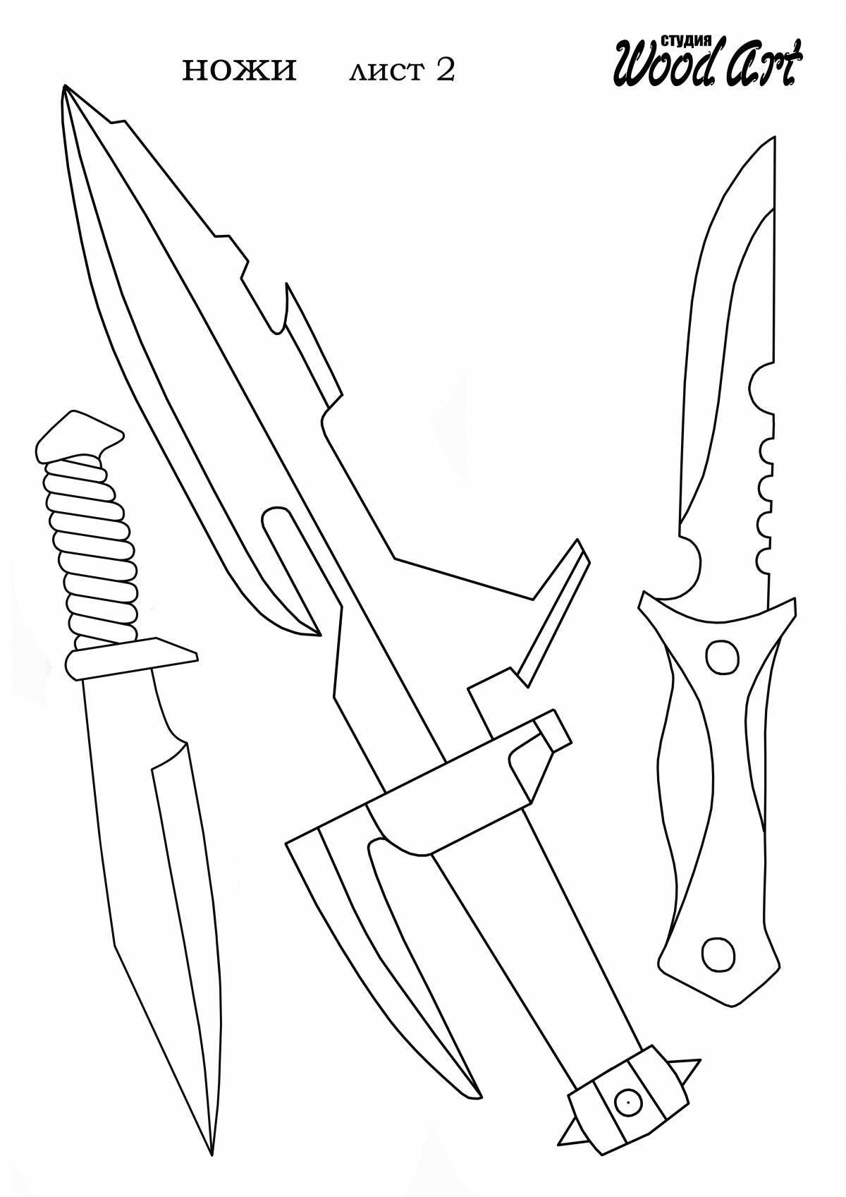 Radiant coloring page scorpion knife