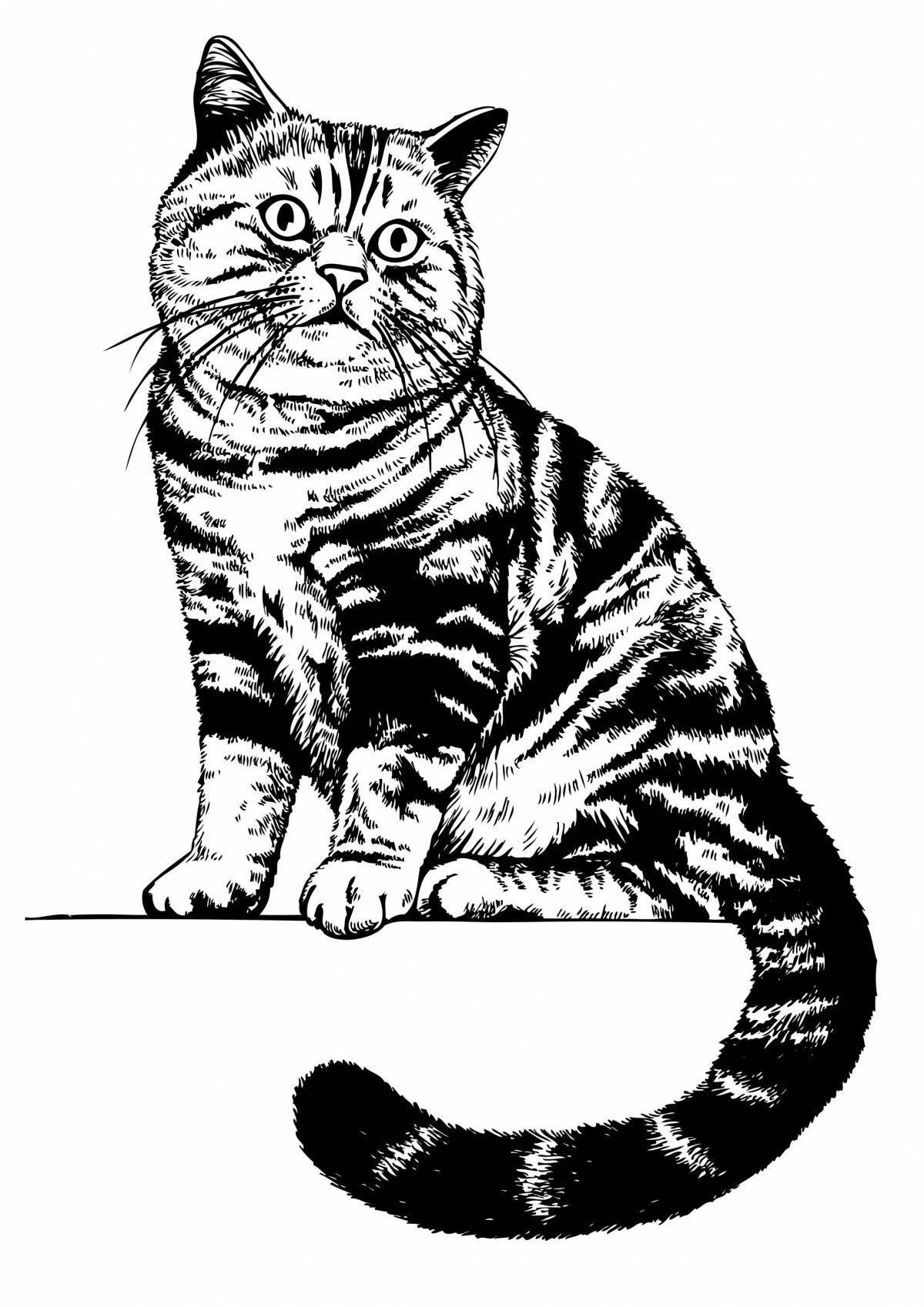 Раскраска хитрый шотландский кот