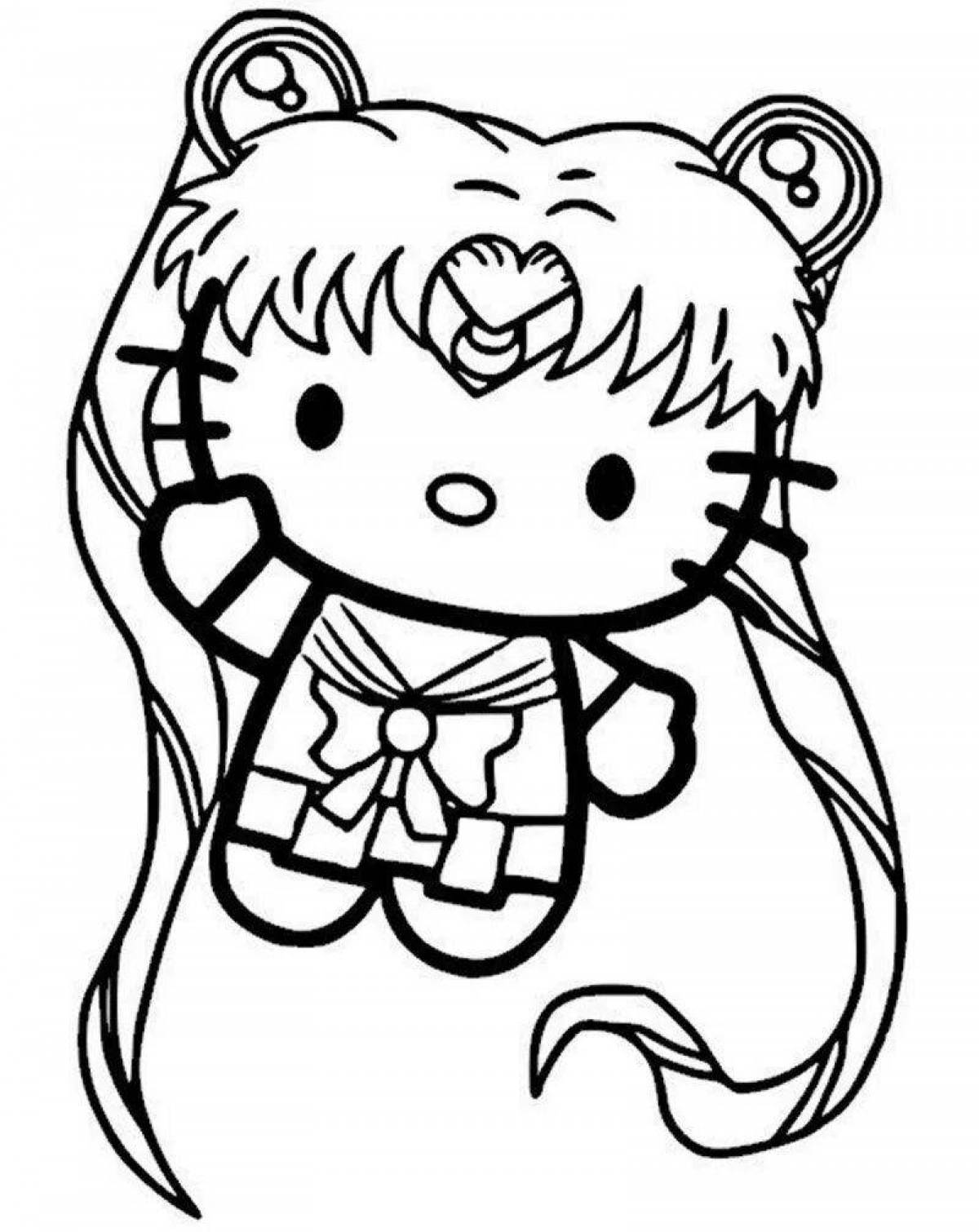 Radiant coloring page hello kitty black and white kuromi