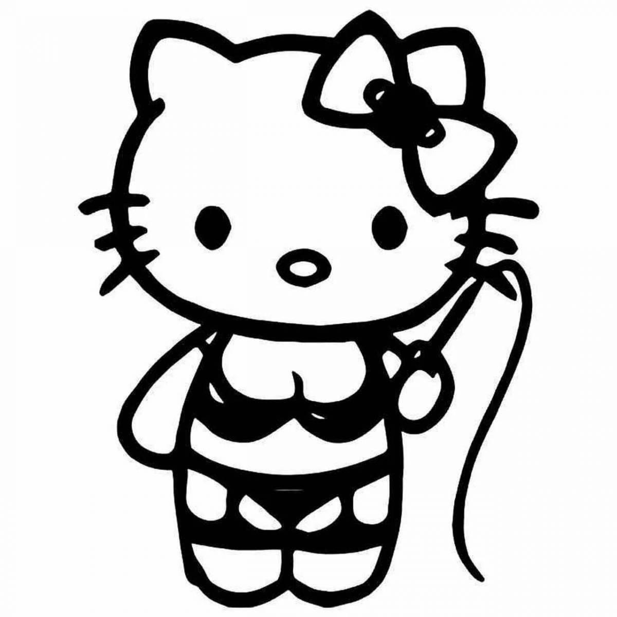 Яркая раскраска hello kitty black and white kuromi