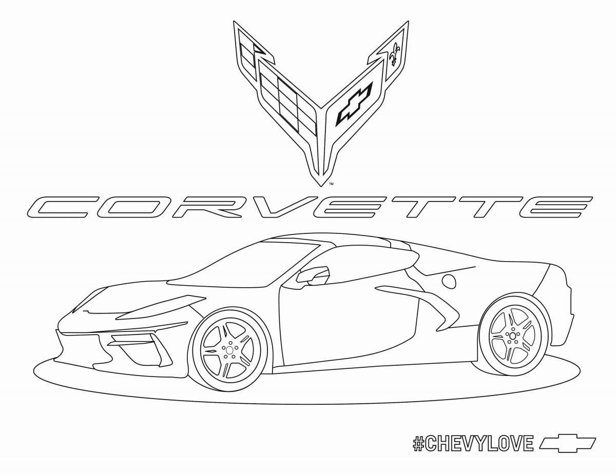 Яркая страница раскраски chevrolet corvette