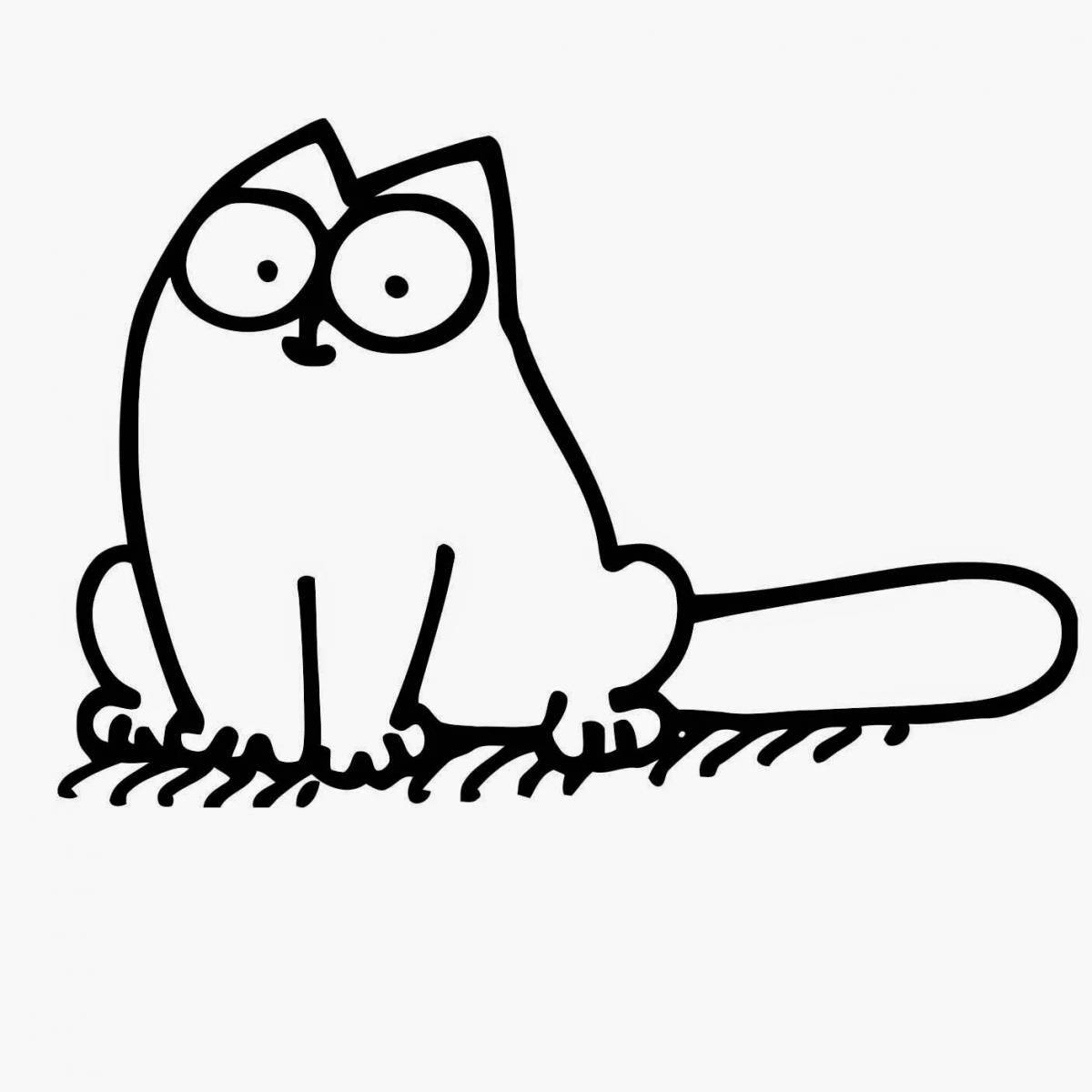 Очаровательная длинная кошка-раскраска
