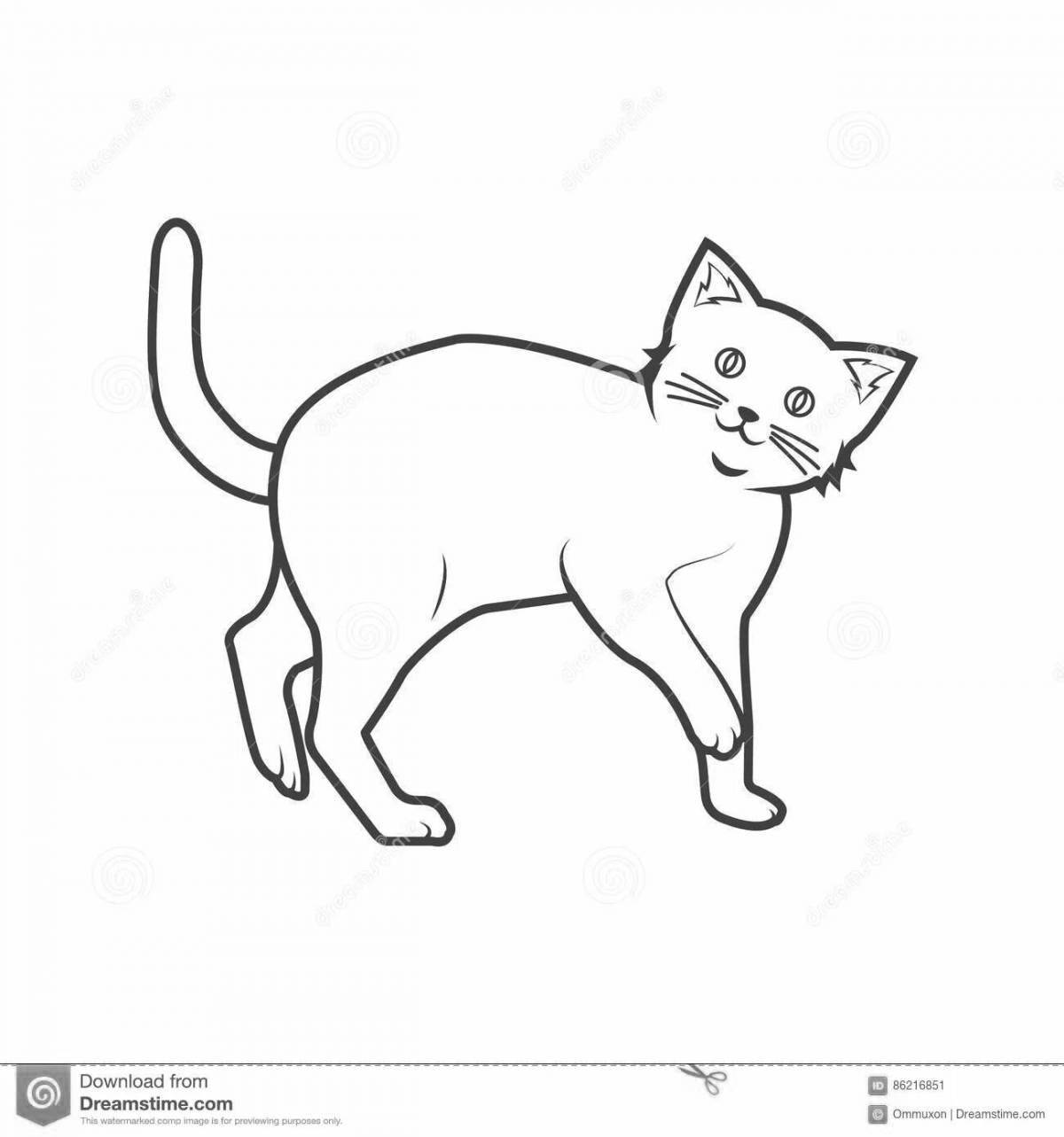 Раскраска ударная длинная кошка