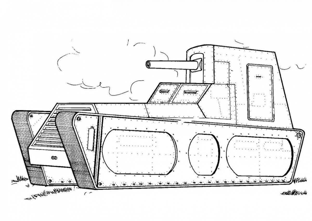 Очаровательная страница раскраски танка хлопот