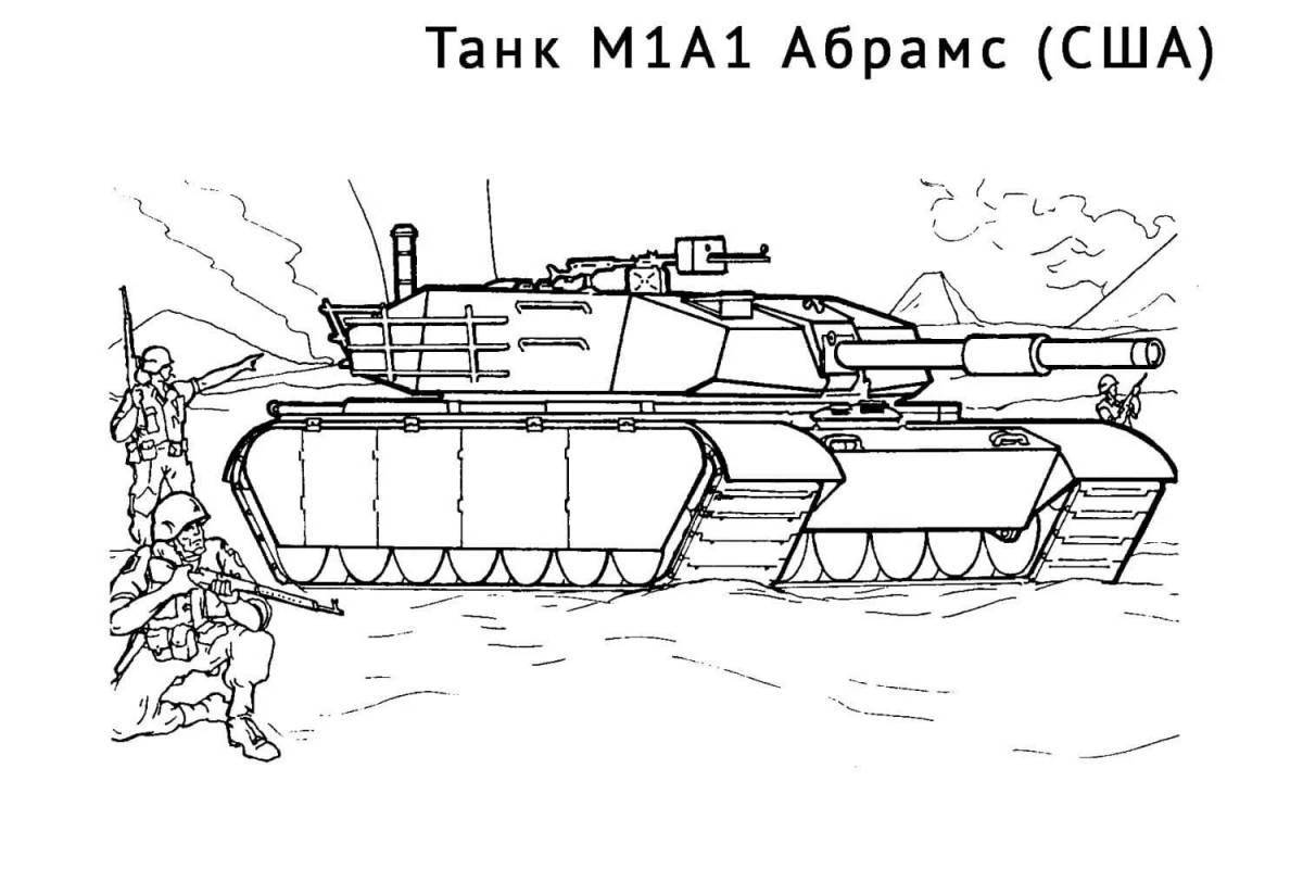 Восхитительная страница раскраски танка хлопот