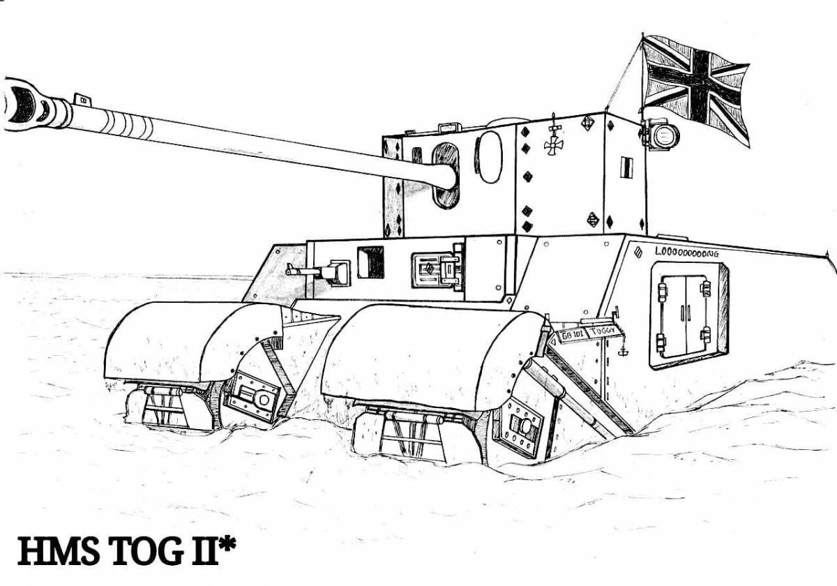 Интересная страница раскраски танка хлопот