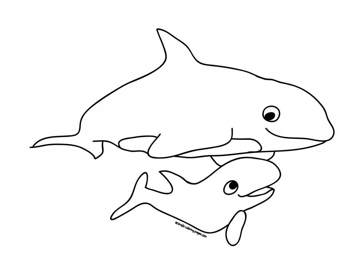 Веселая раскраска рыба-кит