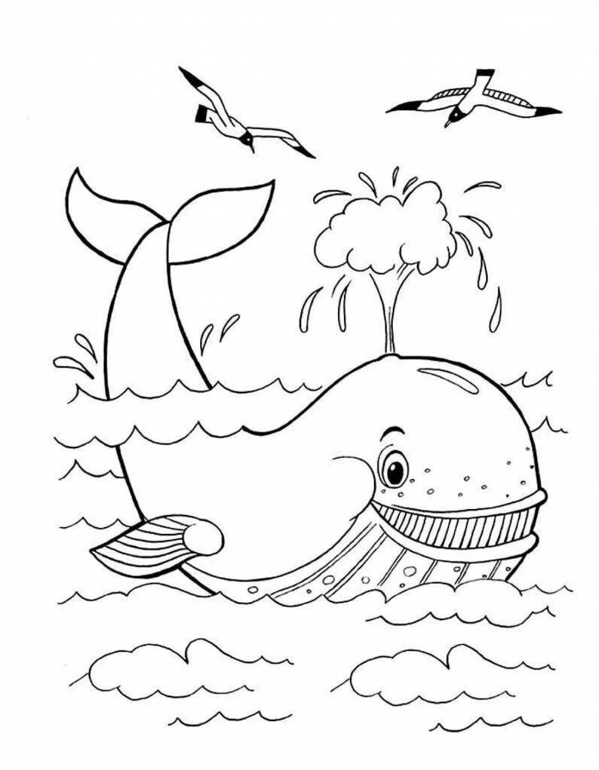 Безмятежная раскраска рыба-кит