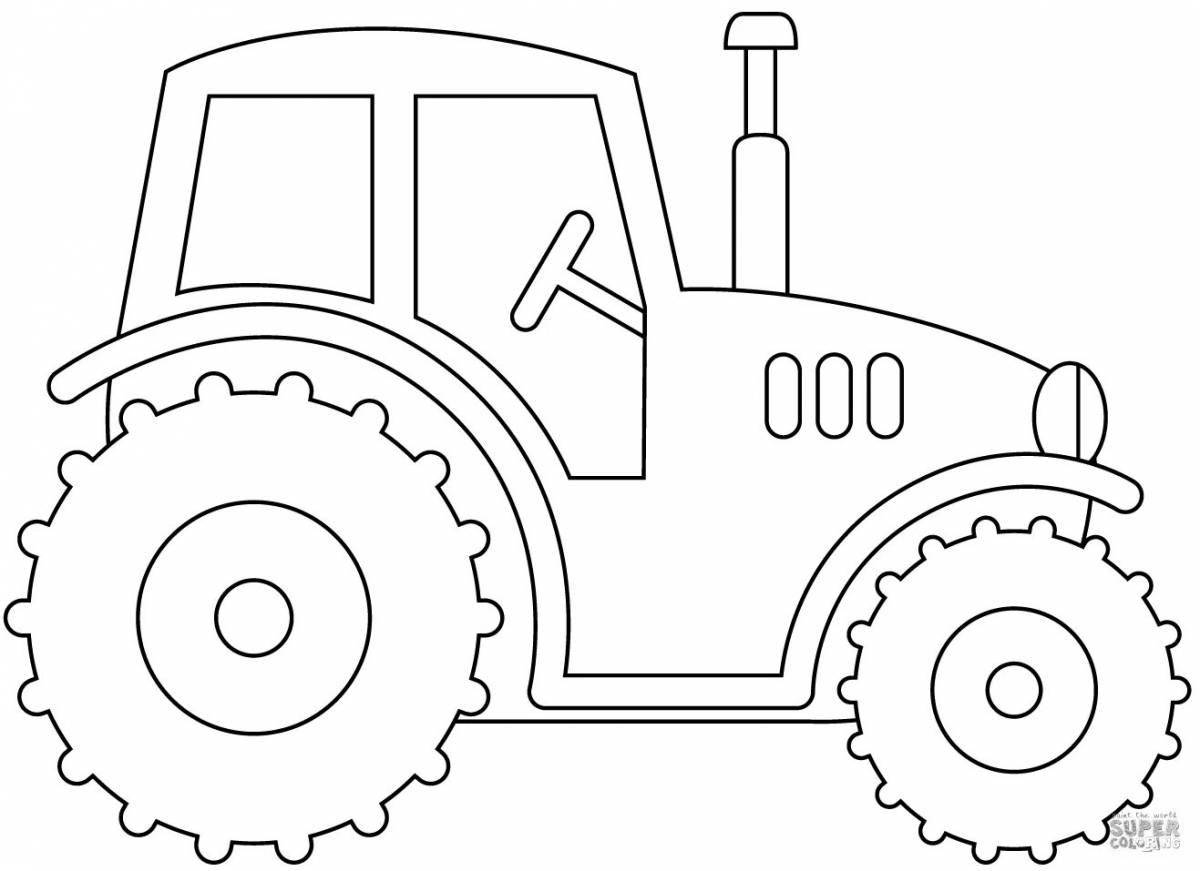 Забавный рисунок синего трактора