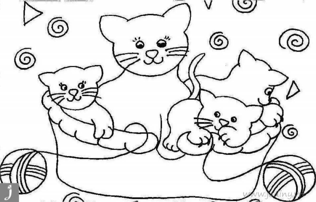 Милая раскраска для детей 5-6 лет с кошками