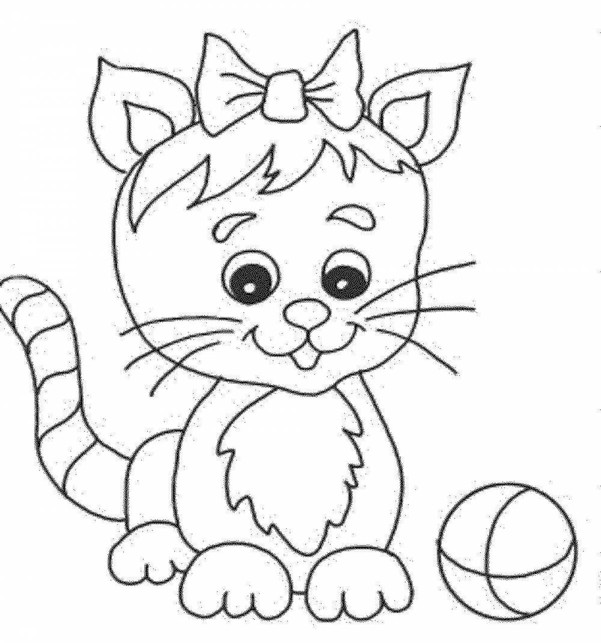 Забавная раскраска для детей 5-6 лет кошки
