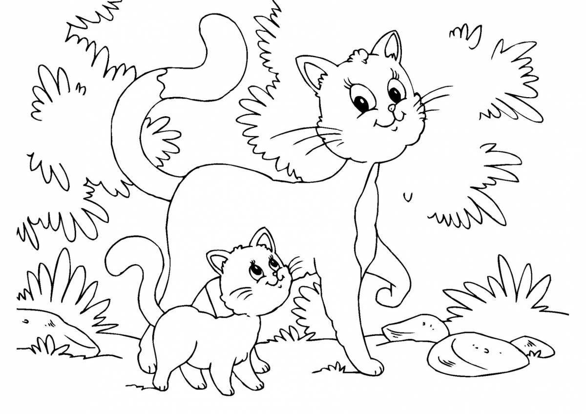 Чудесная раскраска для детей 5-6 лет кошки