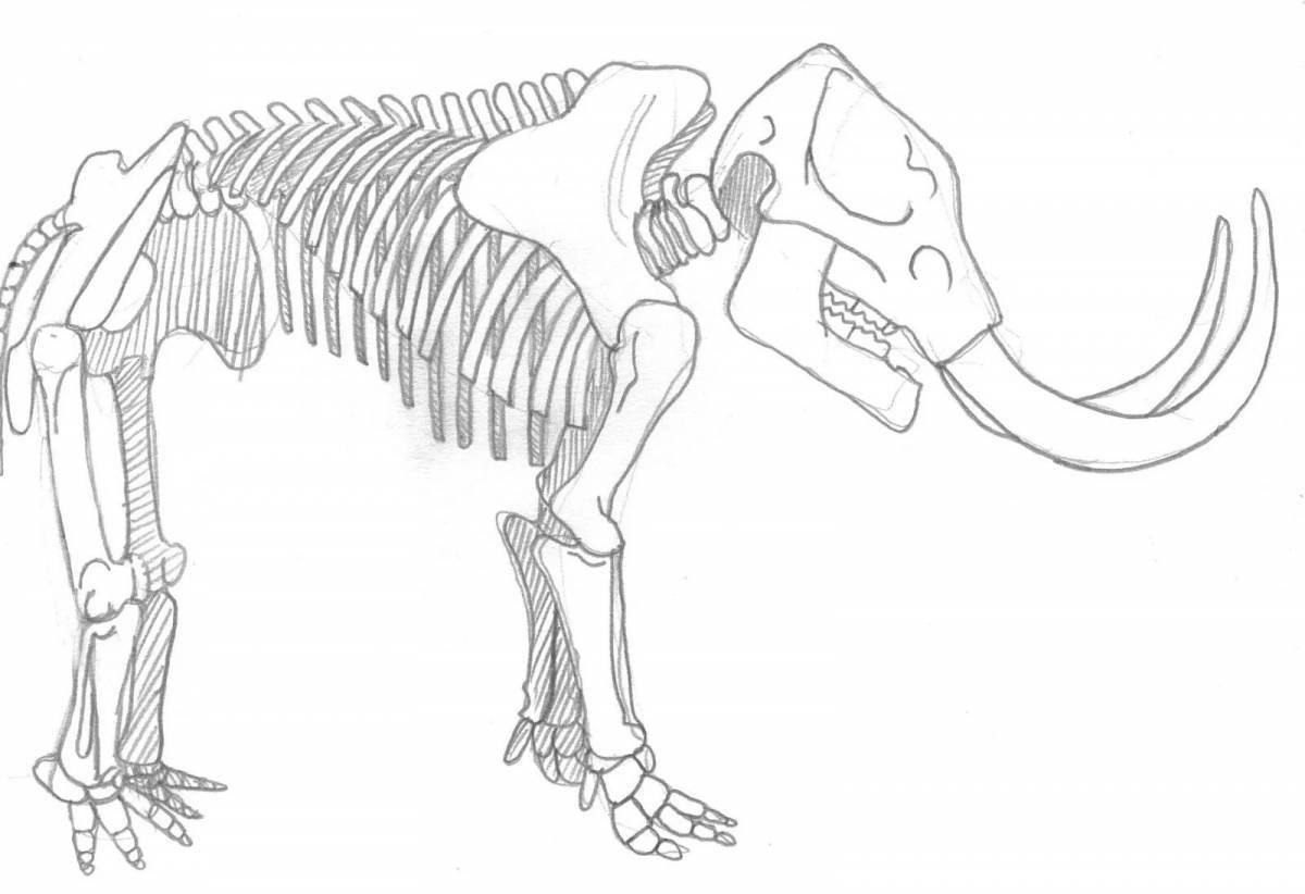 Красочная страница раскраски кости динозавра