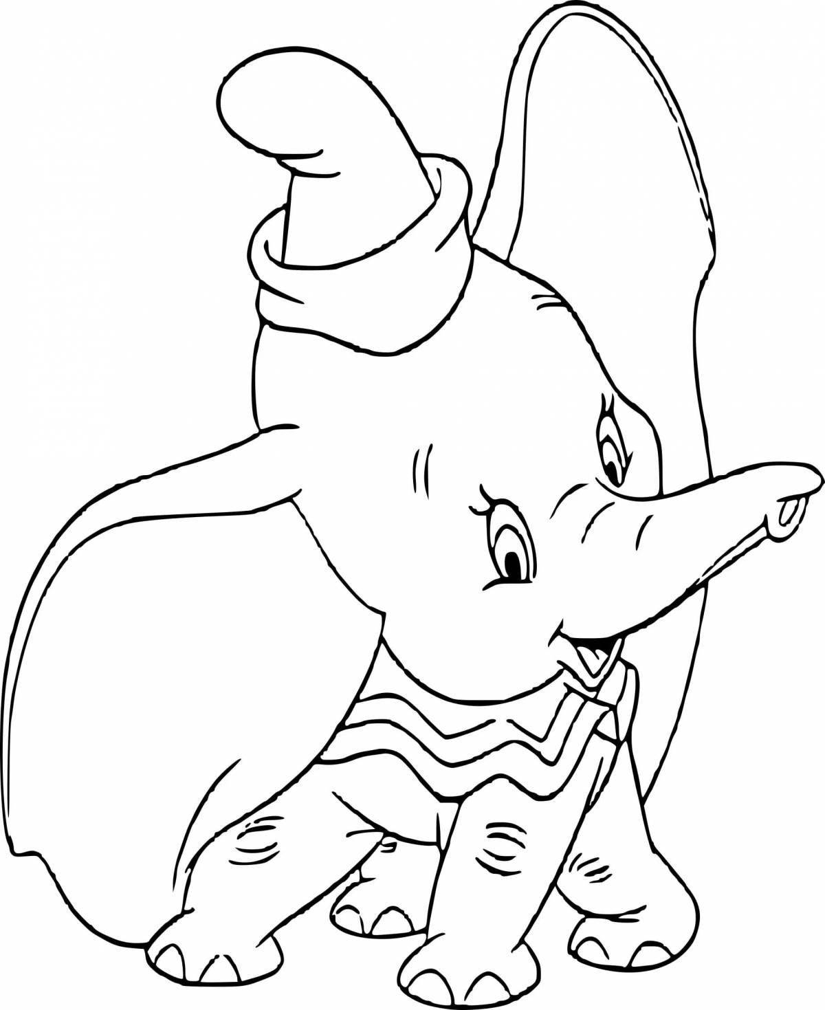 Очаровательная раскраска слонёнок дамбо