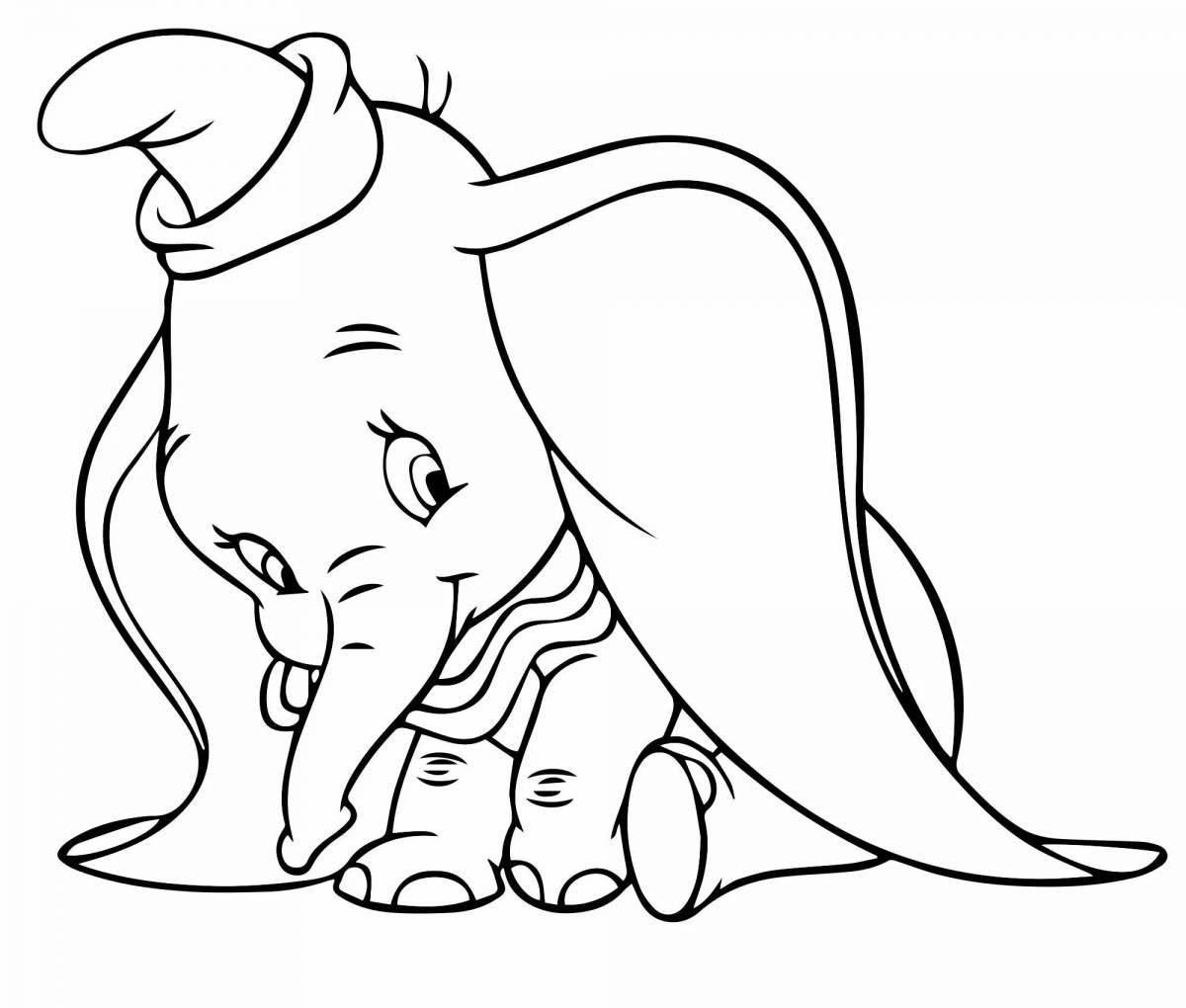Веселая раскраска слоненок дамбо