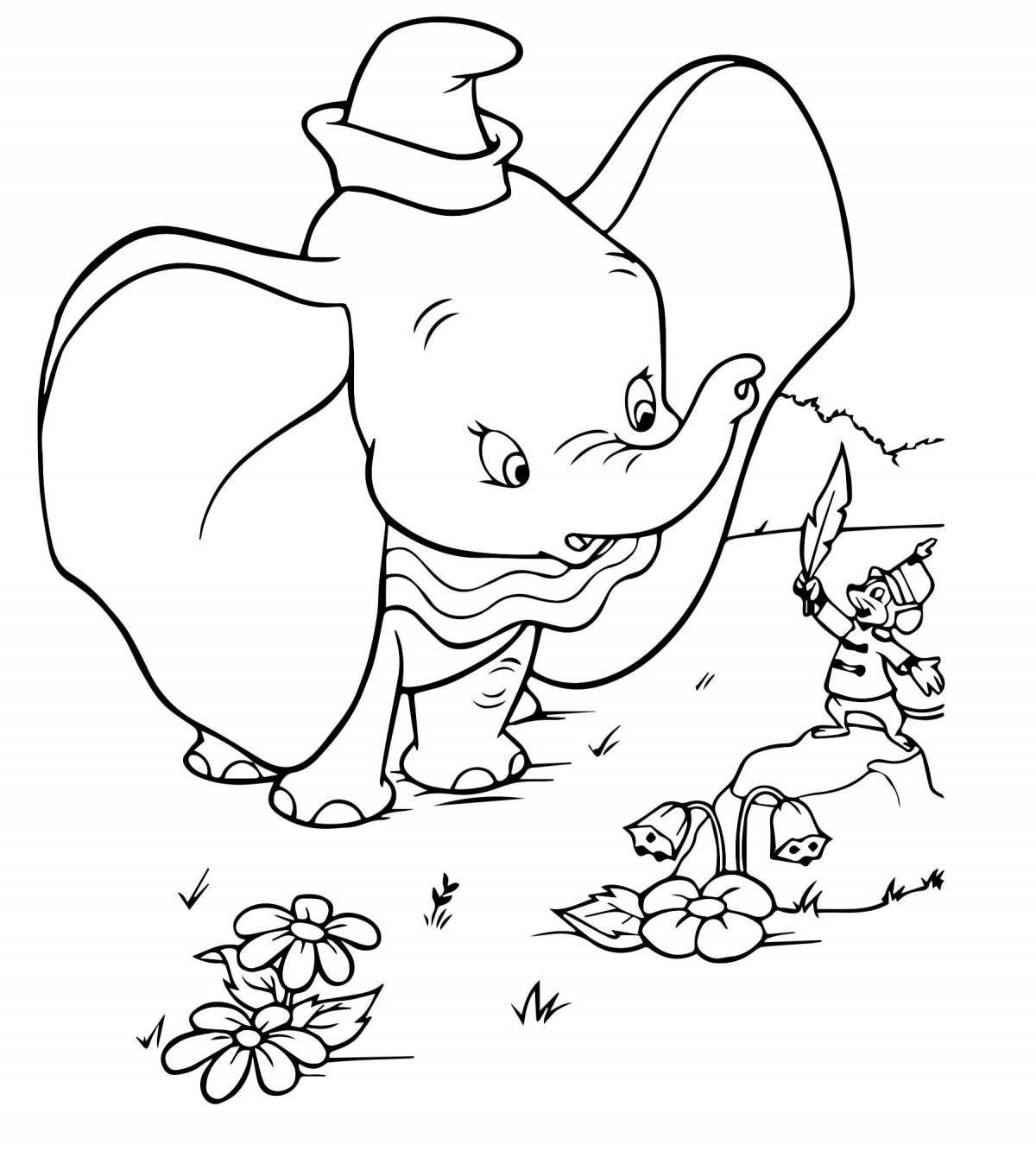 Причудливая раскраска слоник дамбо