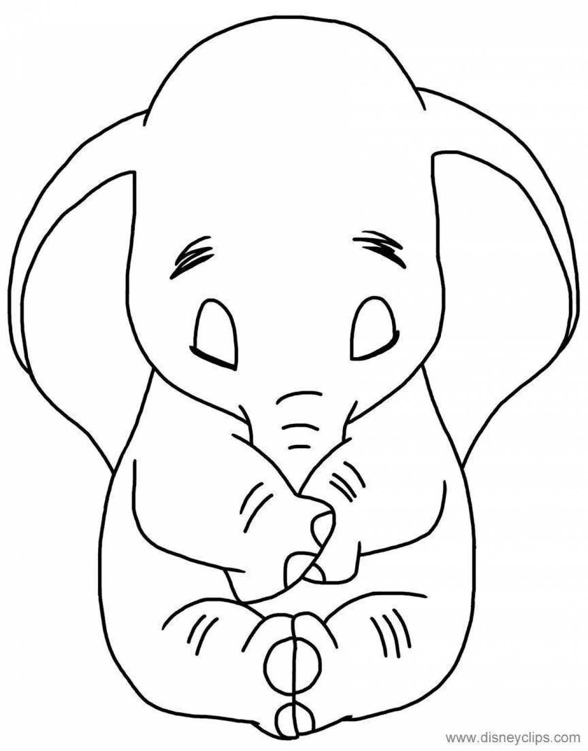 Сверкающая раскраска слонёнок дамбо