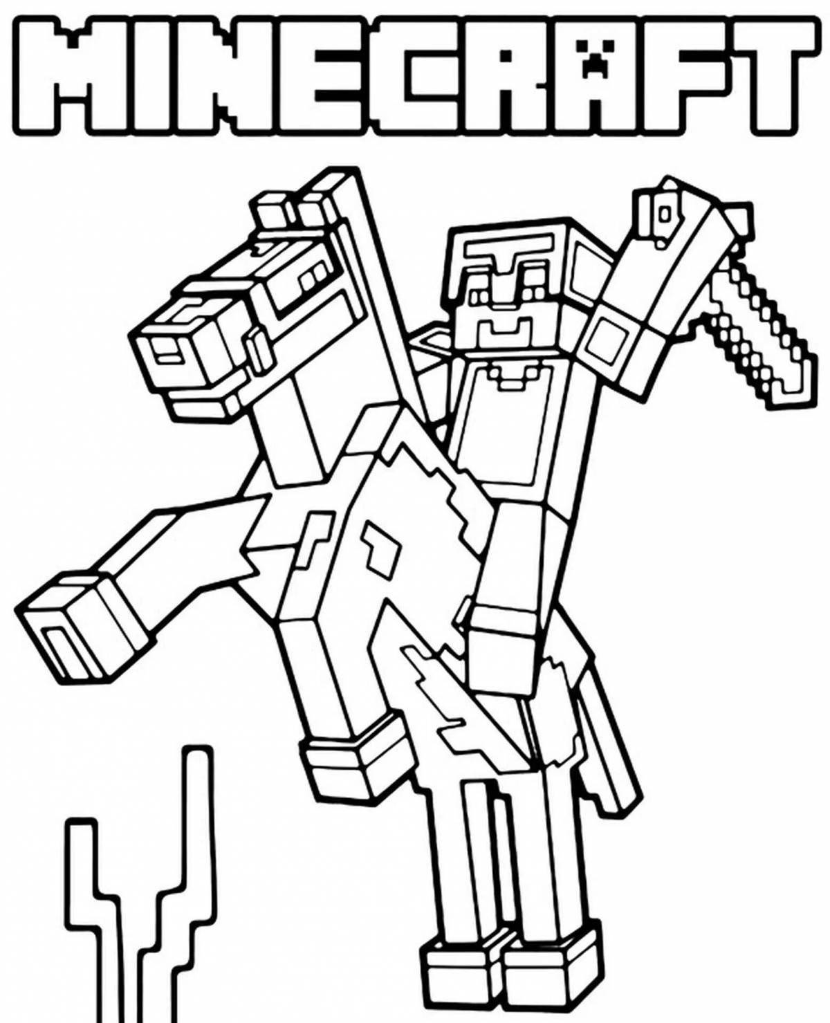 Яркая страница раскраски с логотипом minecraft