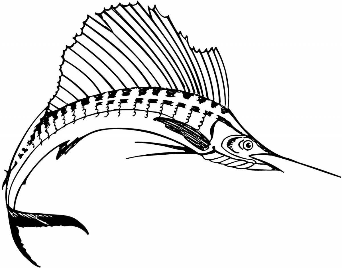 Восхитительная страница раскраски рыбы марлина