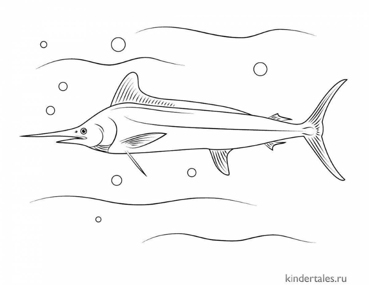 Анимированная страница раскраски рыбы марлин