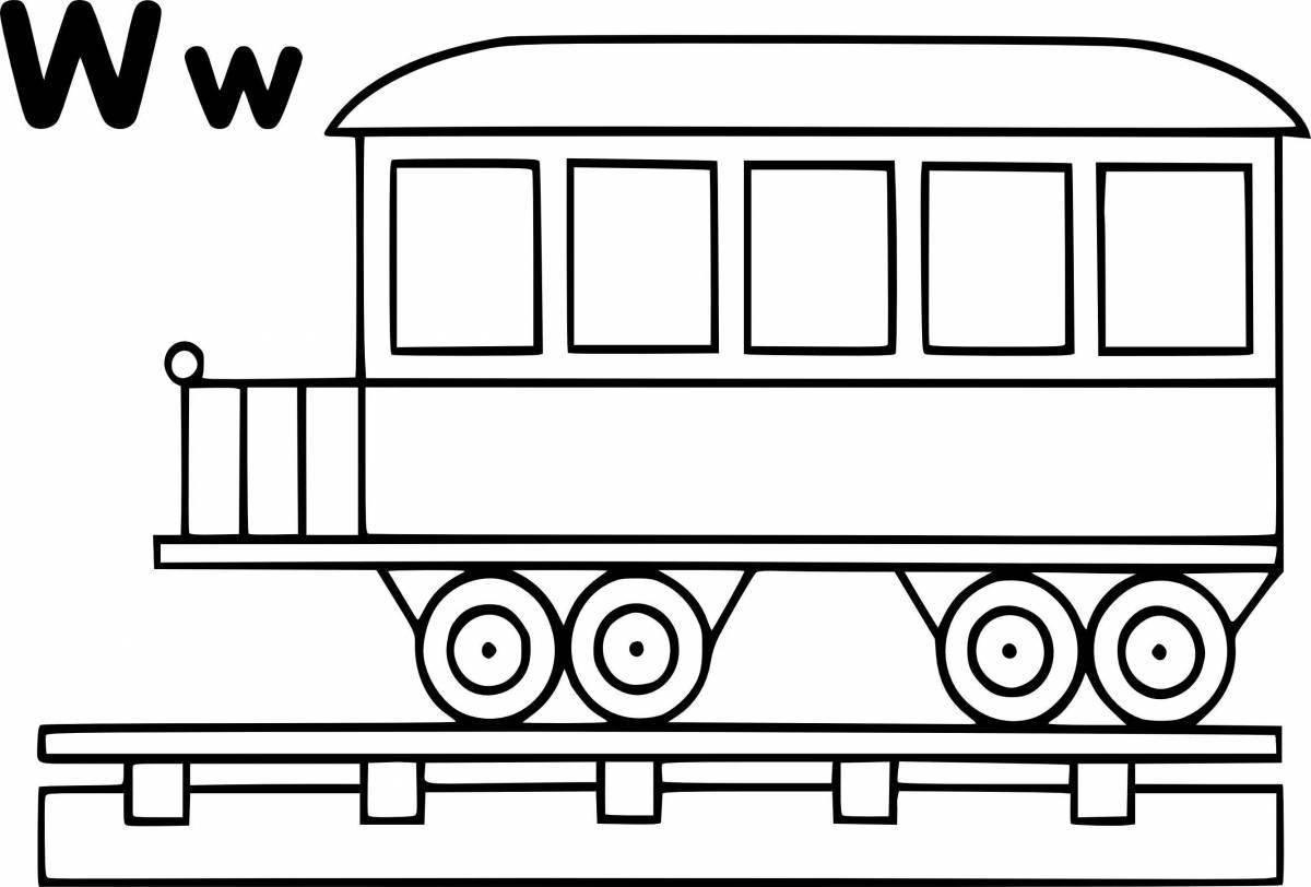 Красочная страница раскраски вагон поезда