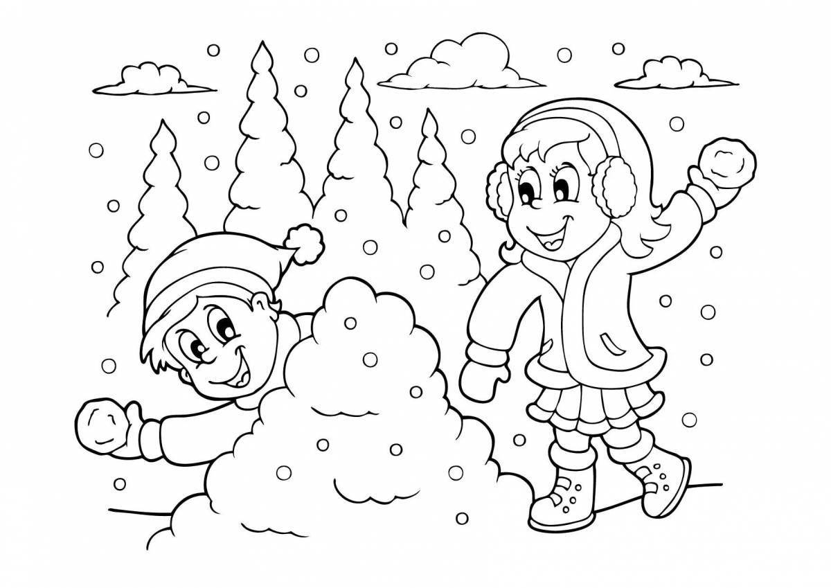 Незабываемая зимняя раскраска для детей 6-7 лет