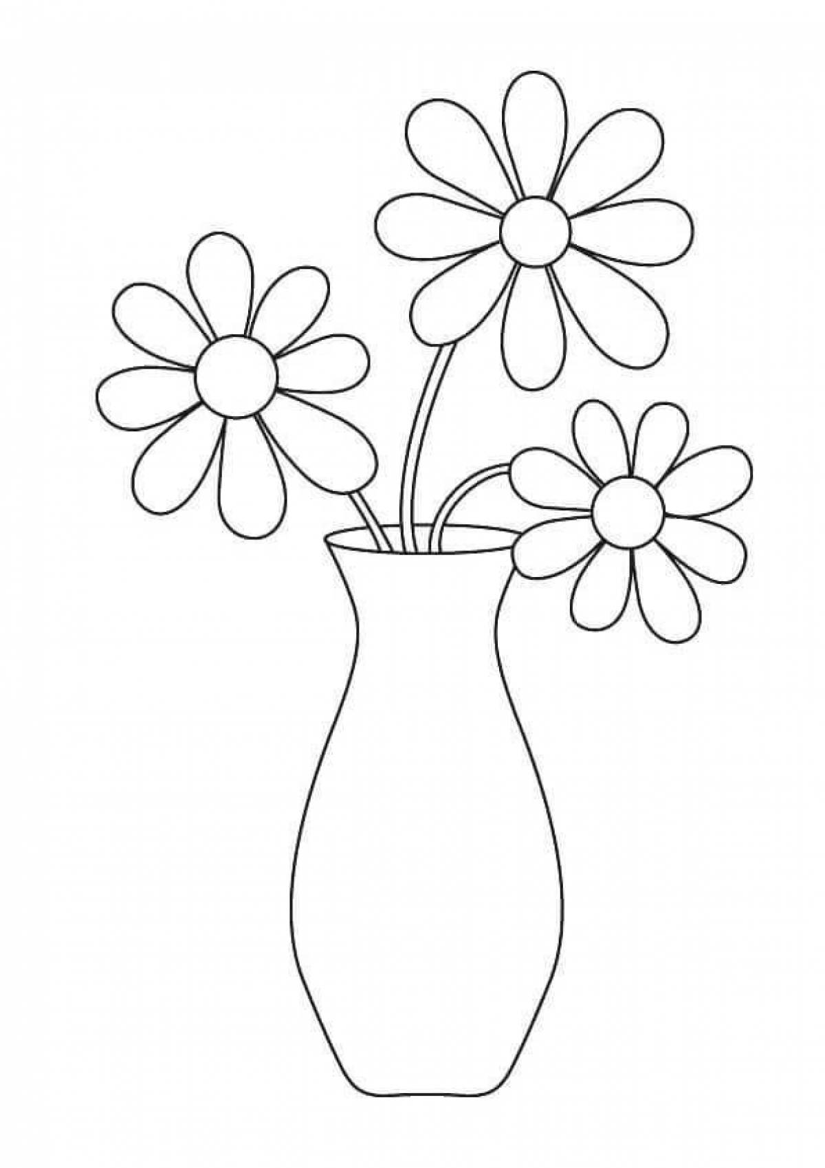 Раскраска буйная ваза с цветами