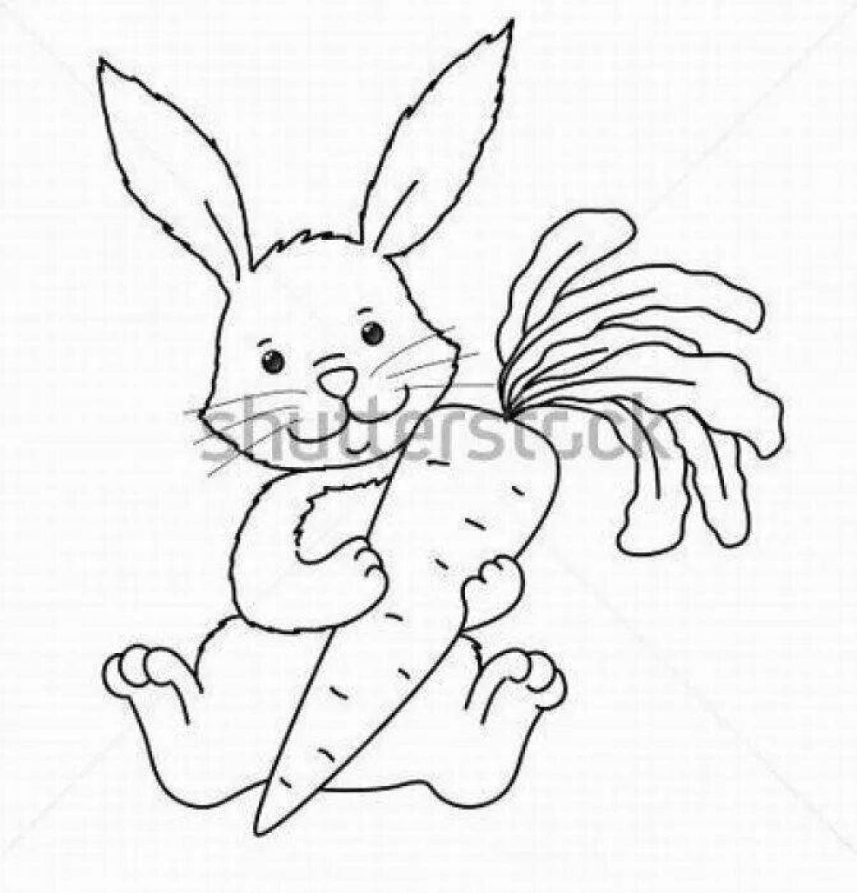 Милая раскраска кролик с морковью