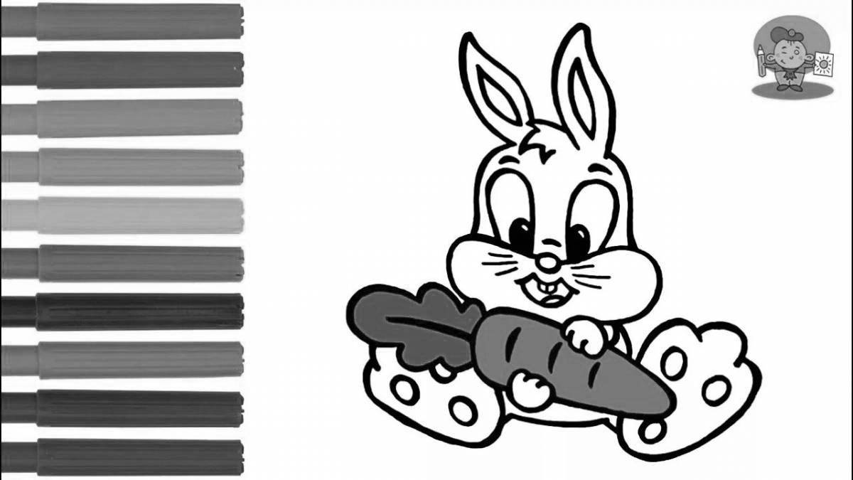 Приятный кролик-раскраска с морковью