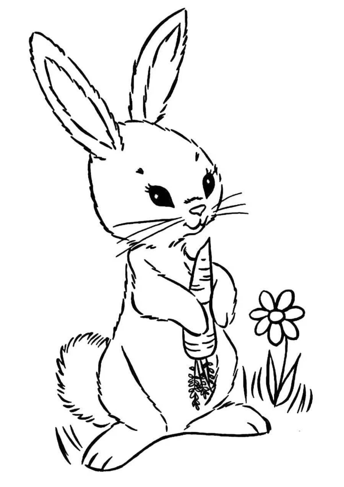Привлекательный кролик-раскраска с морковью